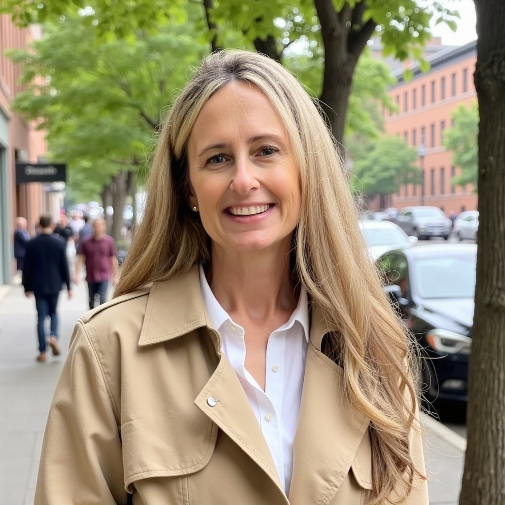 Jennifer Ray in a trenchcoat