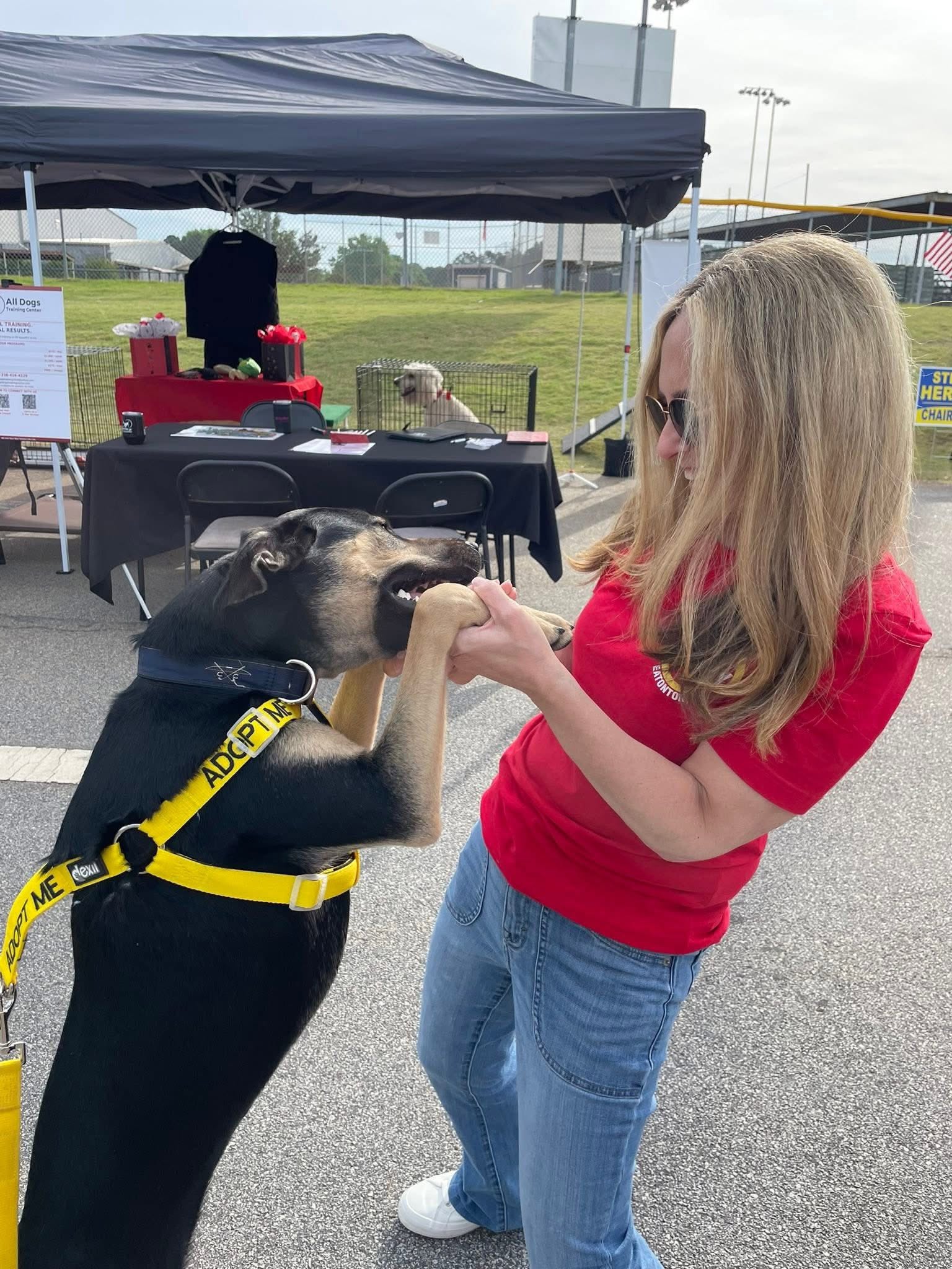 Jennifer Ray with a shelter dog