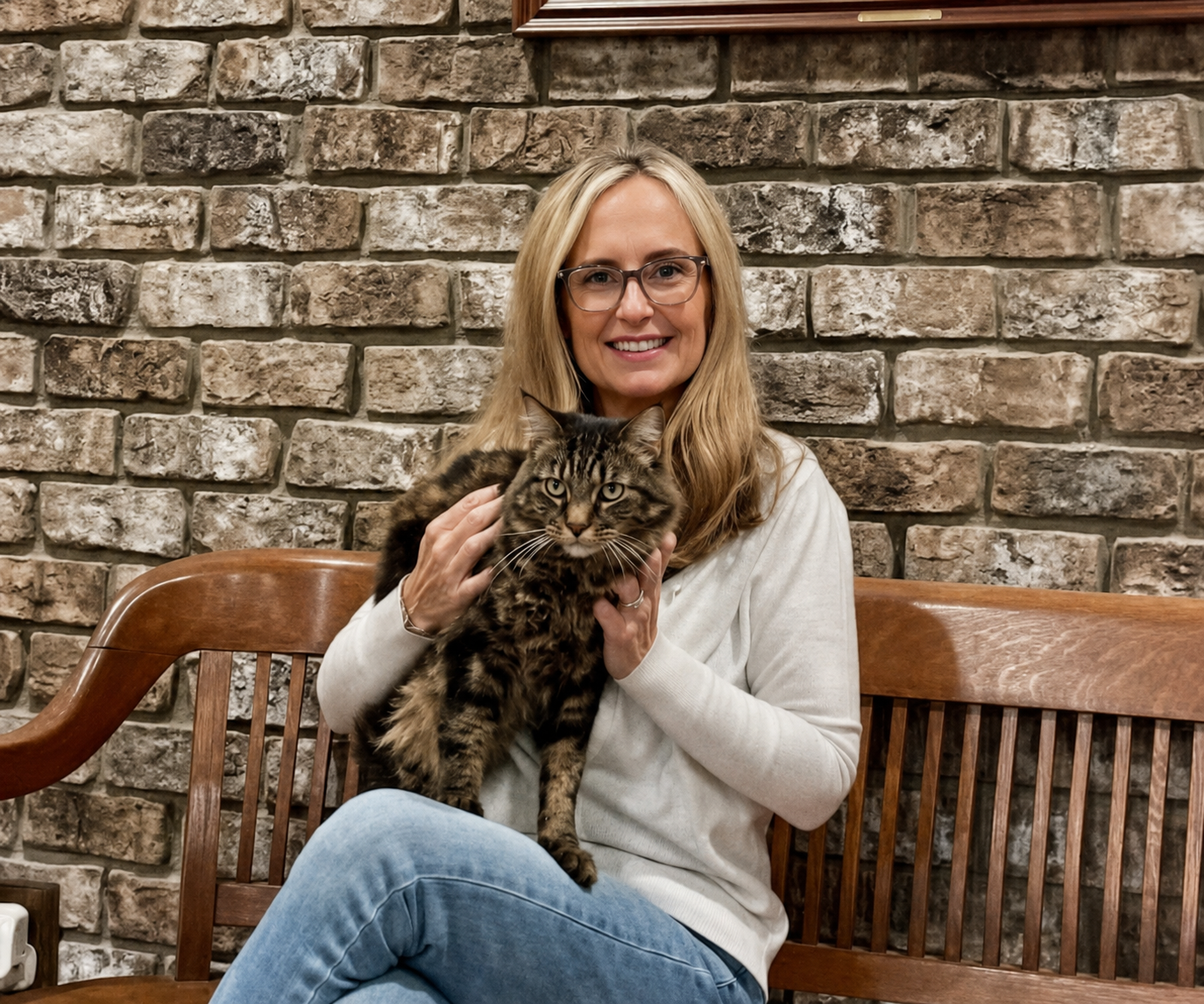 Jennifer Ray with her cat Squirt
